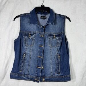 New Look Women's Denim Cropped Jean Vest Size Large‎